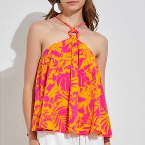 Floral O ring Halter Top